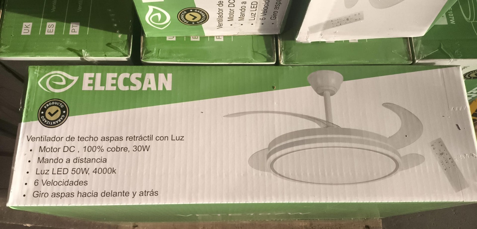 ventilador de techo de 50w led y motor de 30w