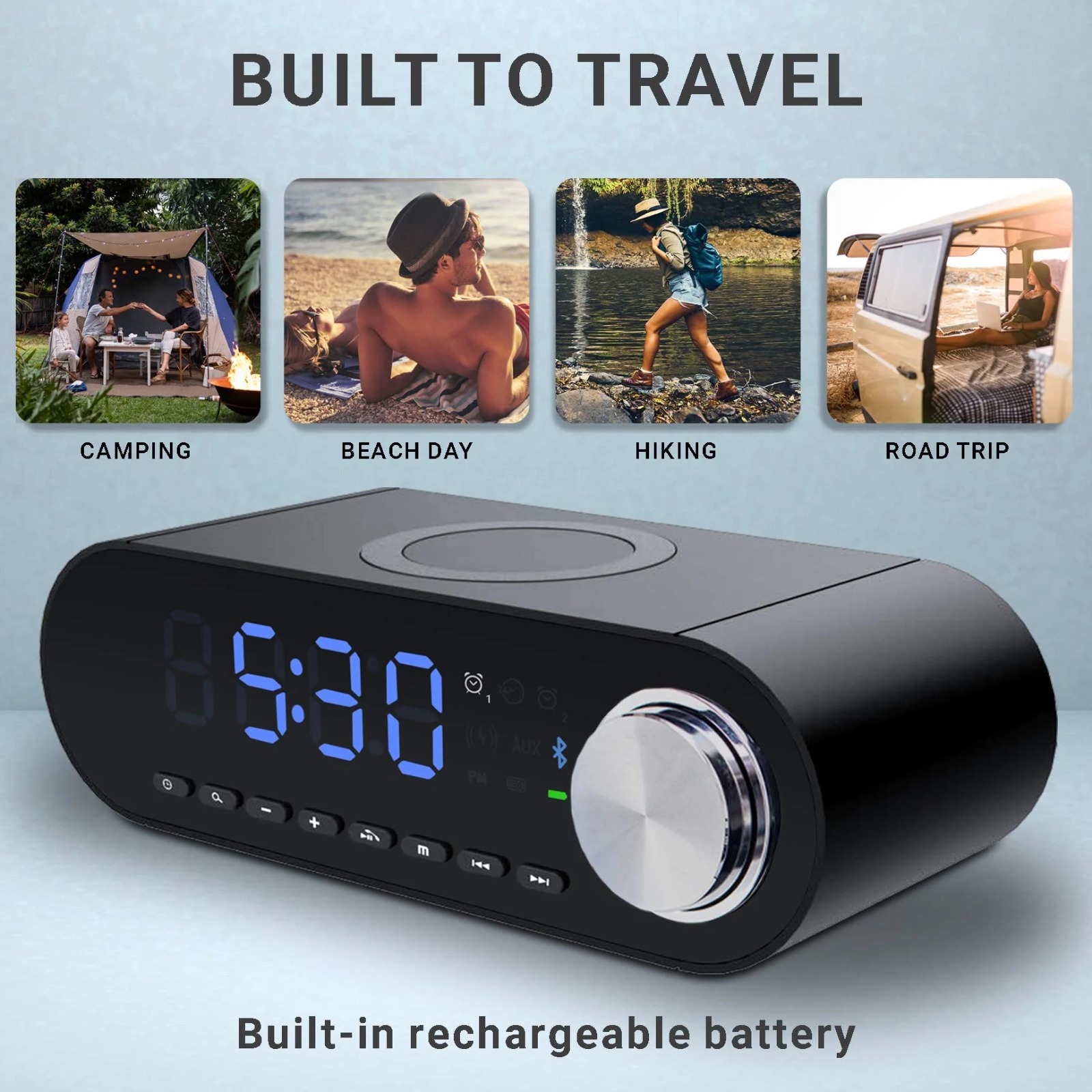 reloj despertador altavoz bluetooth cargador de inducción altavoz 